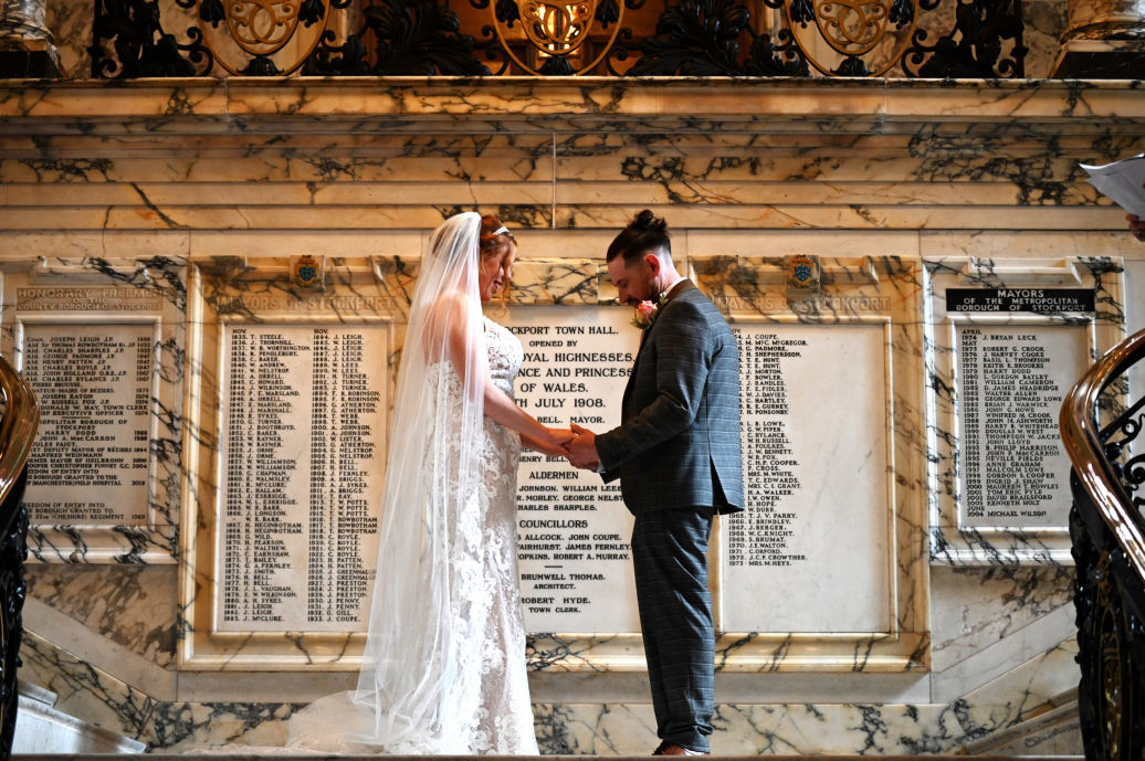 Intimate wedding ceremony photography in Stockport